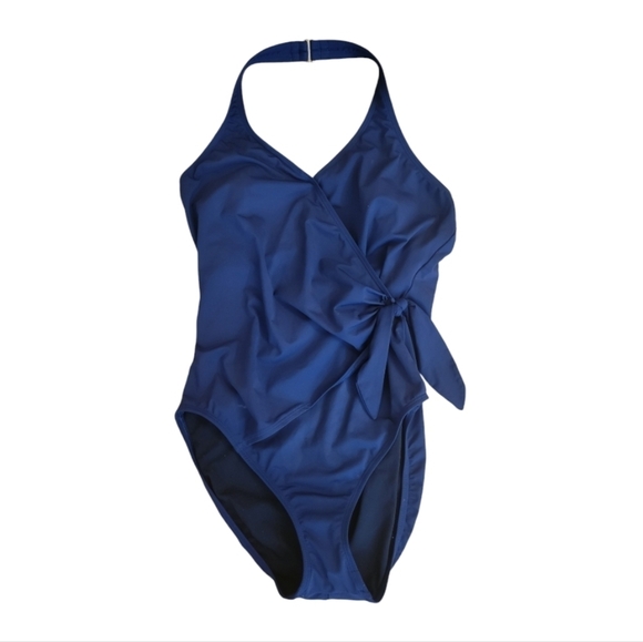Anne Cole Navy Blue Halter Neck Swimsuit Size 18 - Picture 1 of 4